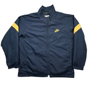 Vintage Y2K Nike Navy Yellow Windbreaker Jacket Mens XXL Full Zip Pockets